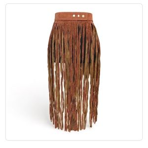 Brown Faux Suede Fringe belt, Fringe Belt